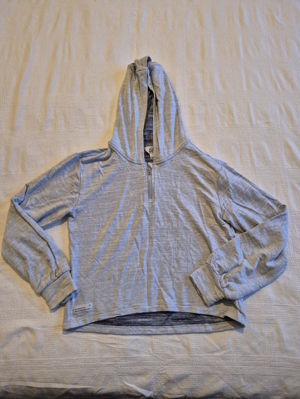 Athleta girls size XL or 14 Coaster cropped hoodie gray, ultra soft VGUC